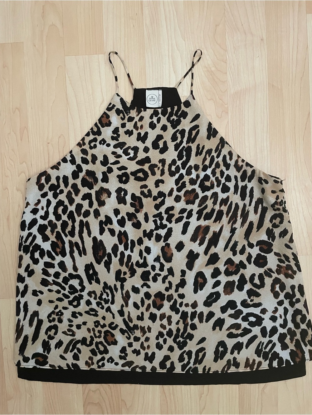 Paper Crane Crepe Leopard Print Racer Back Double Lined Cami Size L